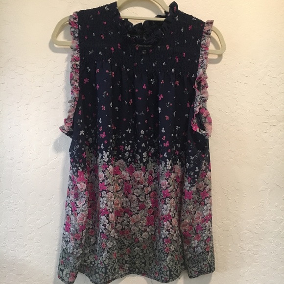 Maurices Tops - SALE! 4/$20! Maurice’s floral sheer navy pink tank